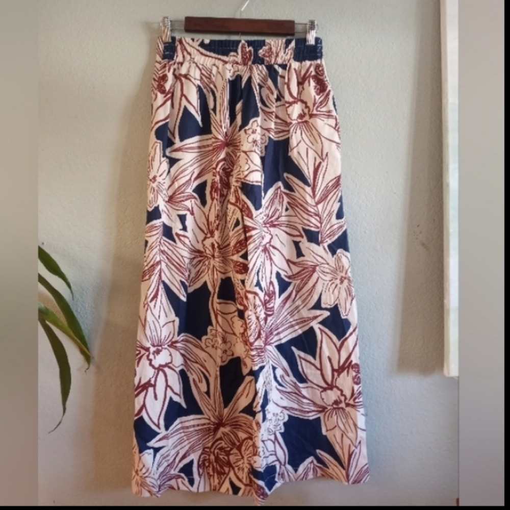 NWT Rachel Zoe Washed Linen WWide Leg Bohemian Tropical Resortwear Coastal Pants - Picture 3 of 8